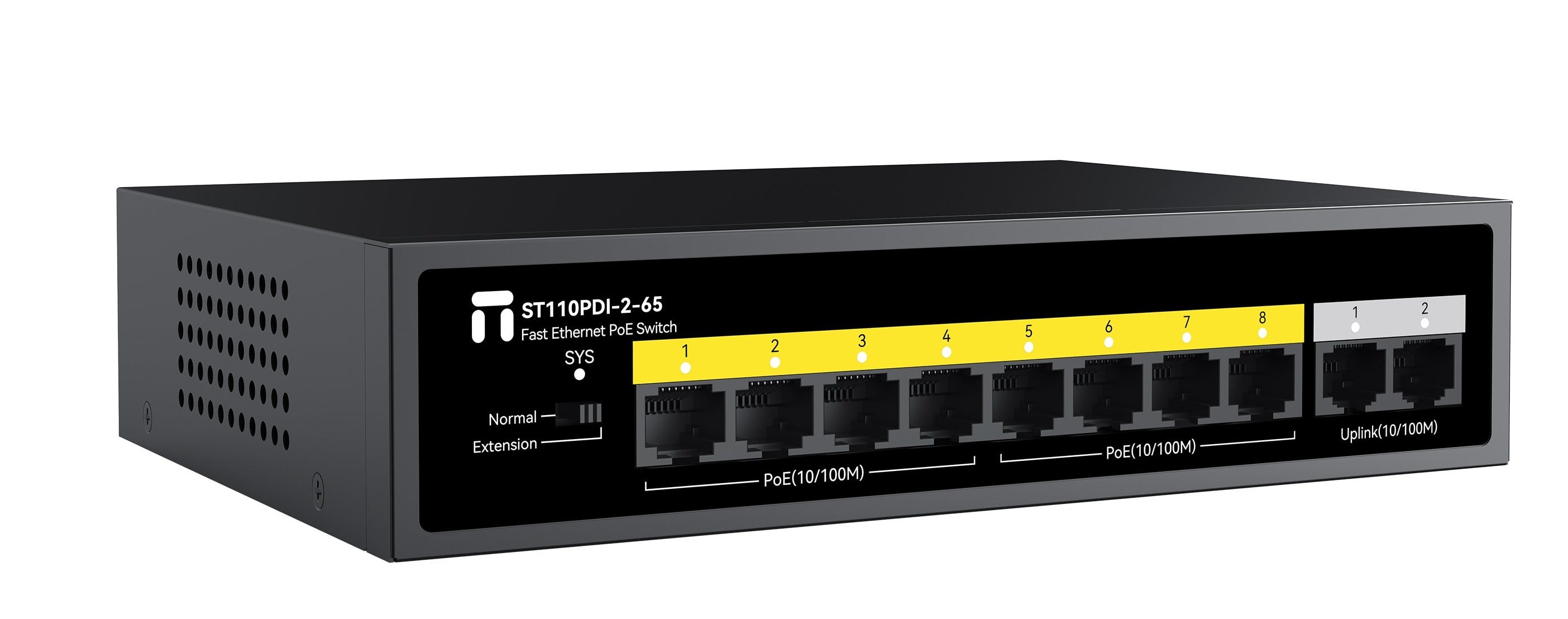 STONET ST110PDI-2-65 10 Port Mbit 8 Adet Poe 65W 2xMbit Uplink Yönetilemez Metal Kasa Switch