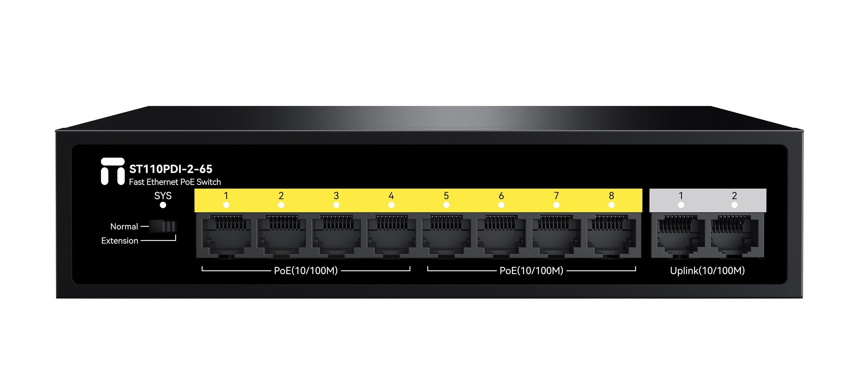 STONET ST110PDI-2-65 10 Port Mbit 8 Adet Poe 65W 2xMbit Uplink Yönetilemez Metal Kasa Switch