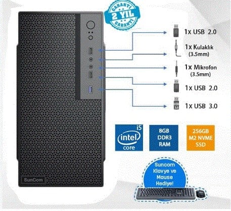 SUNCOM Force SC3-110V2 i5-4460 8GB 256GB SSD O/B DOS Masaüstü PC