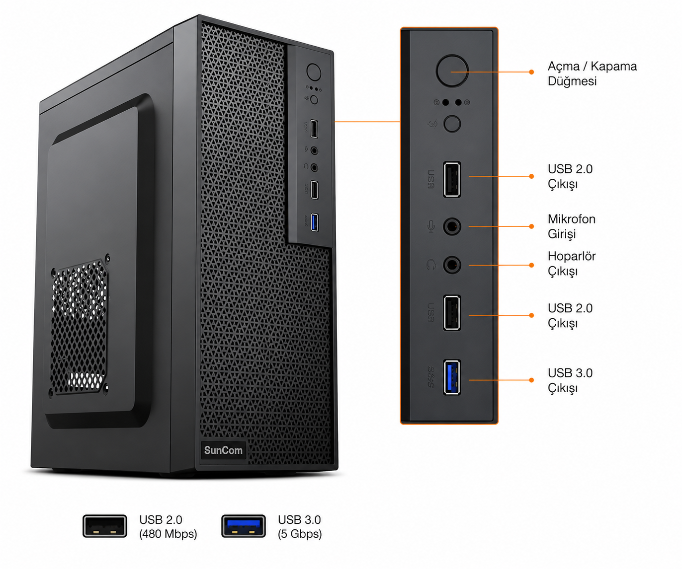 SUNCOM Force SC3-137-V2 i5-7500 8GB 512GB SSD O/B DOS Masaüstü PC (NO-KLV-MOU)