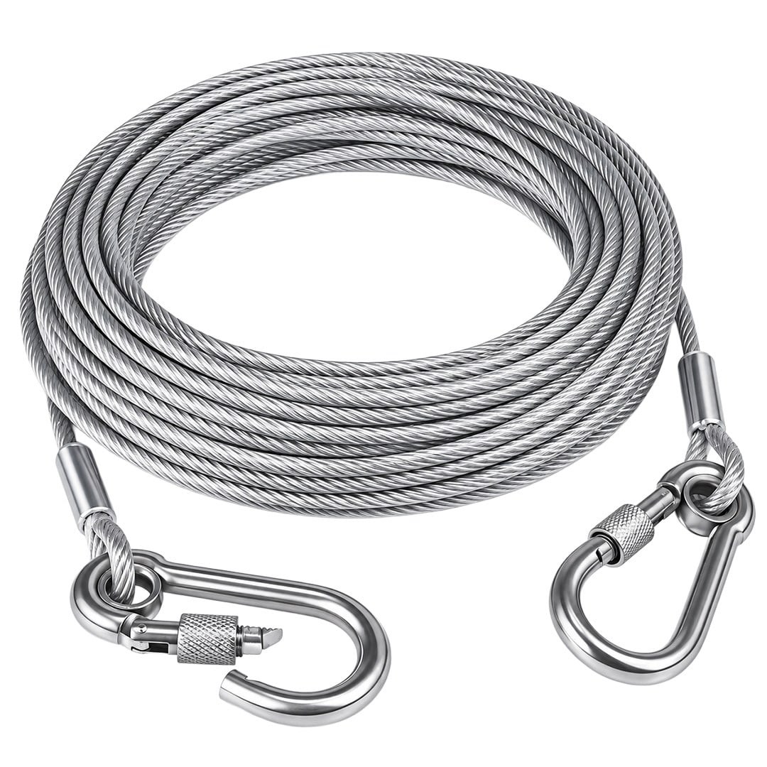 SUNUP SN-38108 10 Metre Çelik Köpek Bağlama Halatı Kilitli Karabina PVC Kaplamalı