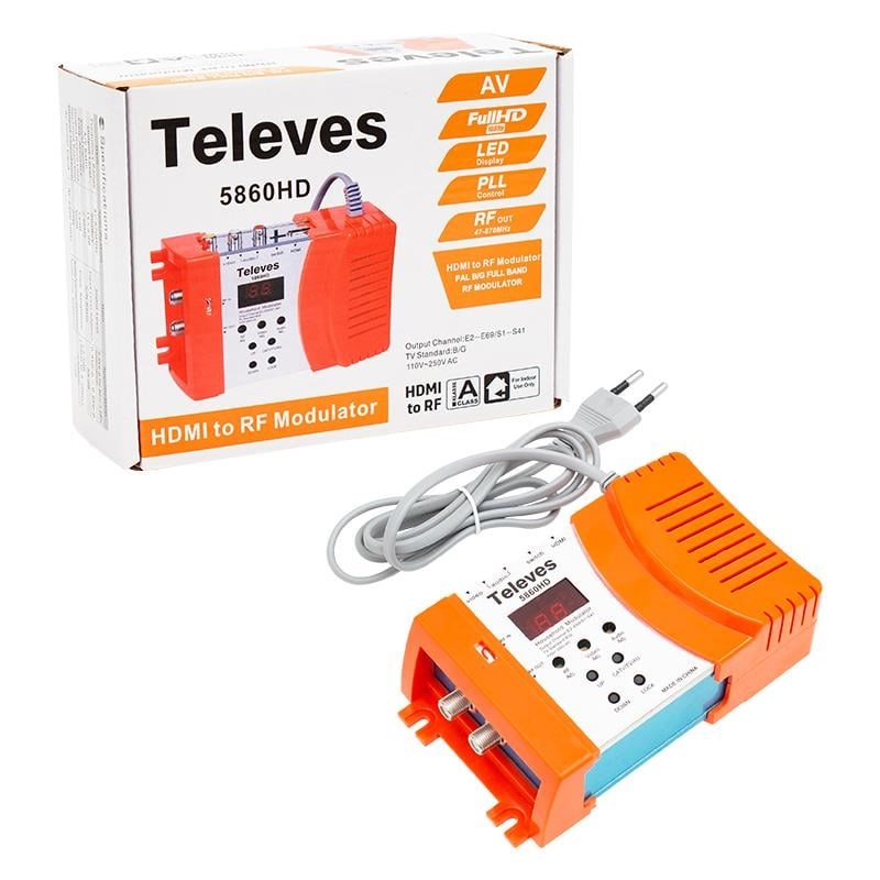 Televes 5860HD HDMI+AV Giriş Full Band Rf Modülatör
