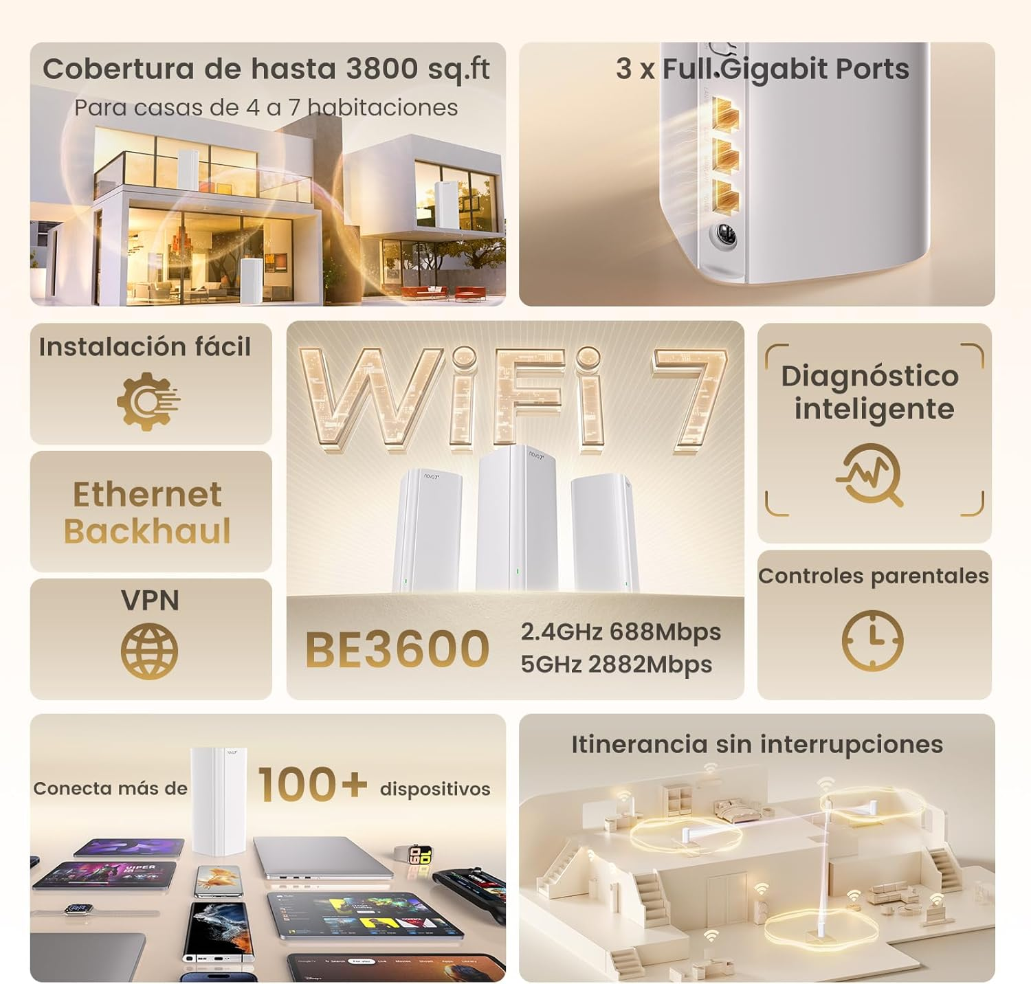 TENDA ME3 PRO 2P WIFI7 BE3600 Mesh Router 3'lü paket