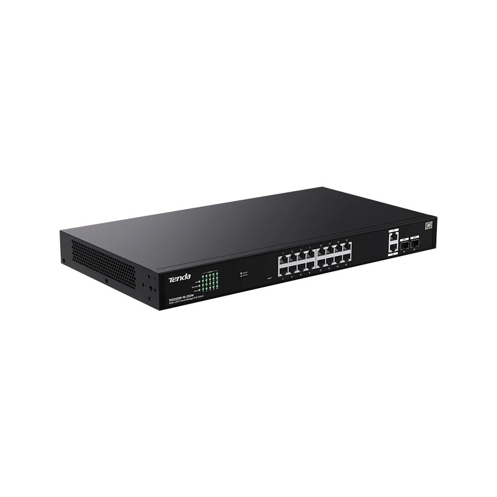 TENDA TEG2220P-16-250W 16GE POE PORT (250W), 2X UPLİNK, 2XSFP CLOUD YÖNETİLEBİLİR