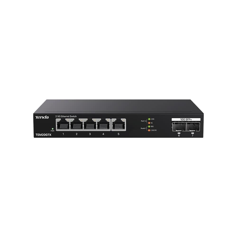 TENDA TEM2007X 5 PORT 10/100/1000/2.5G 2 X SFP YONETILEBILIR DESKTOP SWITCH