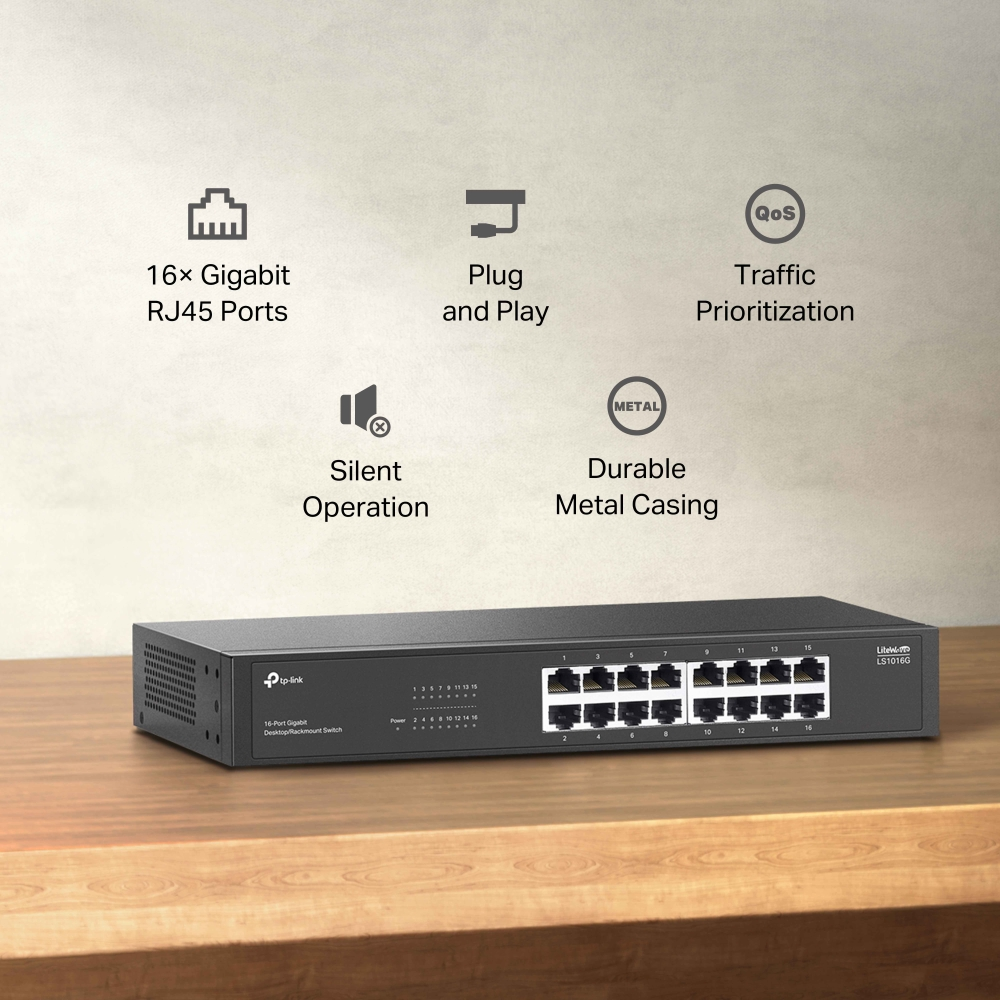 TP-LINK 16port Gigabit Yönetilemez Switch LS1016G