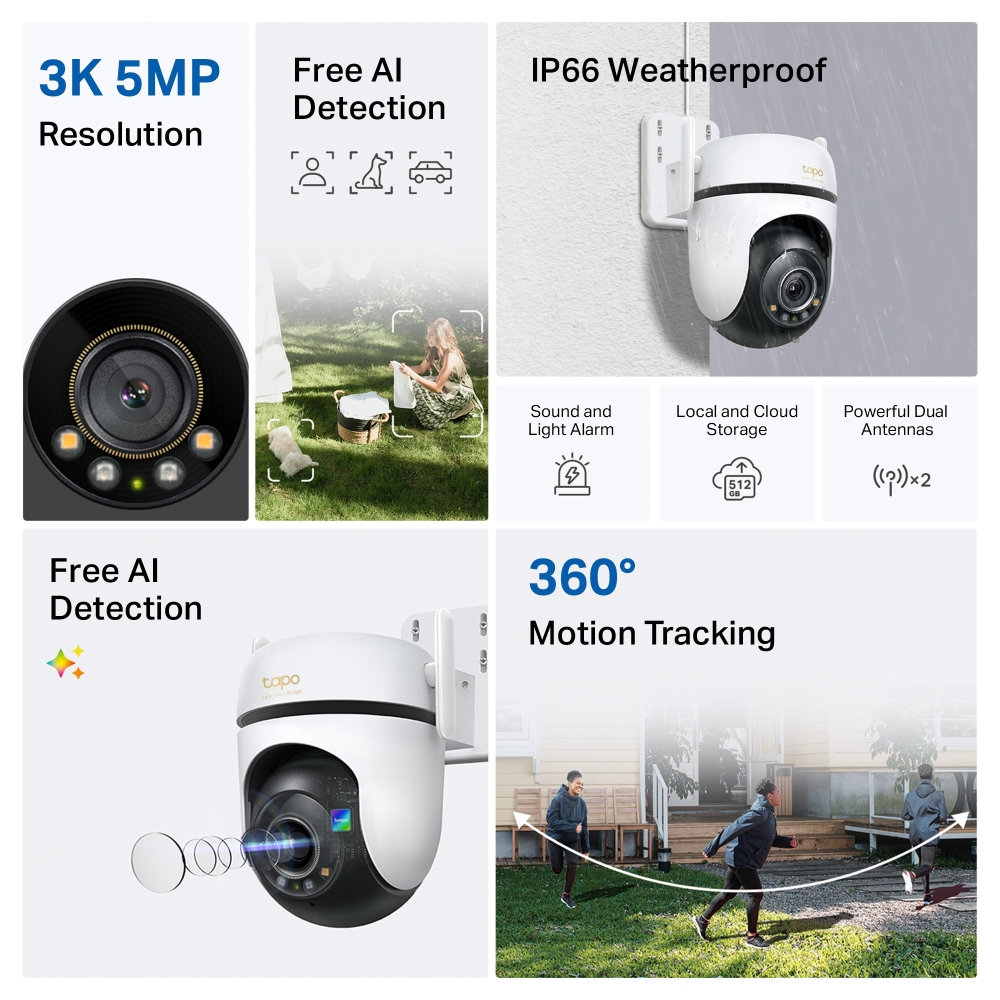 TP-LINK 5MP Speed Dome 4MM WIFI Kablosuz Pan-Tilt IP Kamera TAPO-C530WS