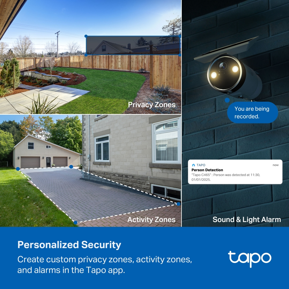 TP-LINK 8MP Bullet 3MM WIFI Kablosuz Güneş Panelli Pilli IP Kamera TAPO-C465