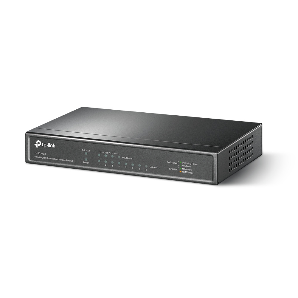 TP-LINK 8port 64w 4port PoE Gigabit Yönetilemez Switch TL-SG1008P