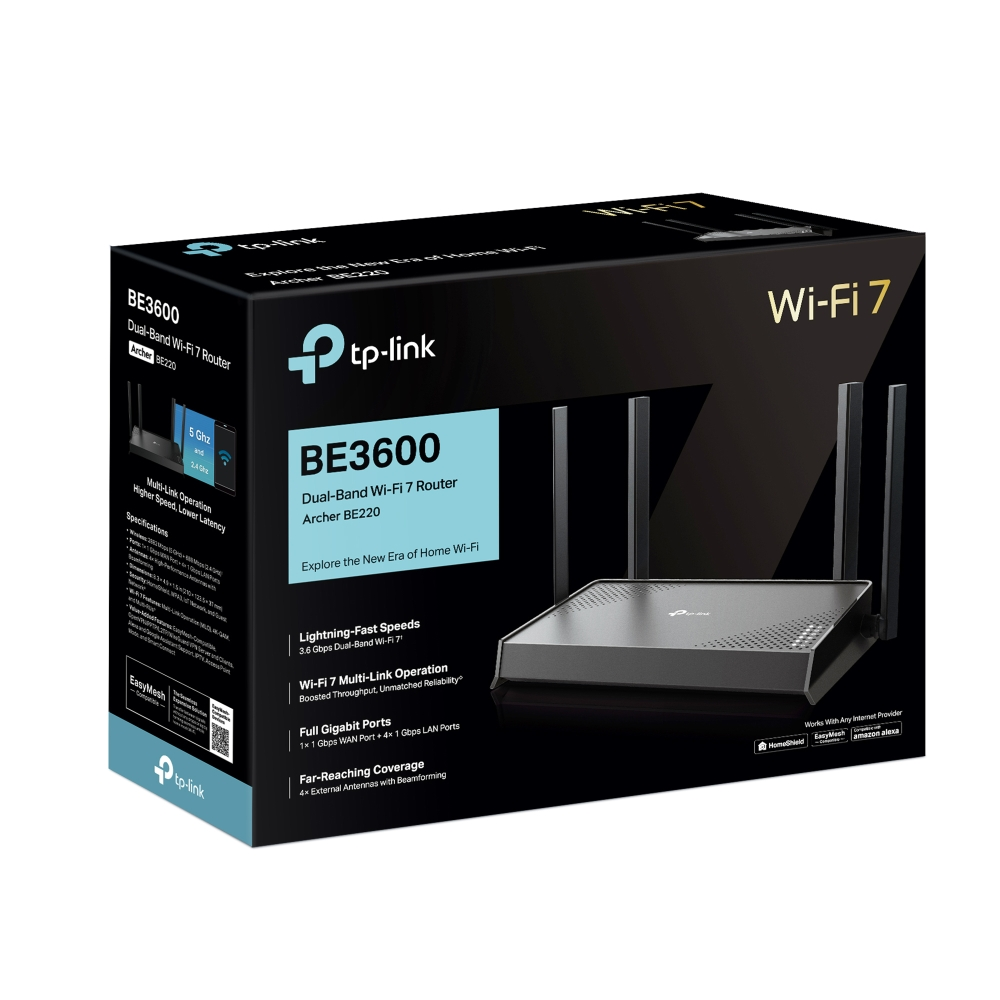 TP-LINK Archer BE220 Wıfı7 BE3600 Ev Ofis Tipi Router