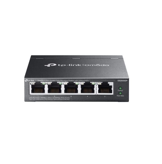 TP-LINK ES205GP 5 Port Gbit 4 Port Poe 65W Desktop Yönetilebilir Çelik Kasa Switch