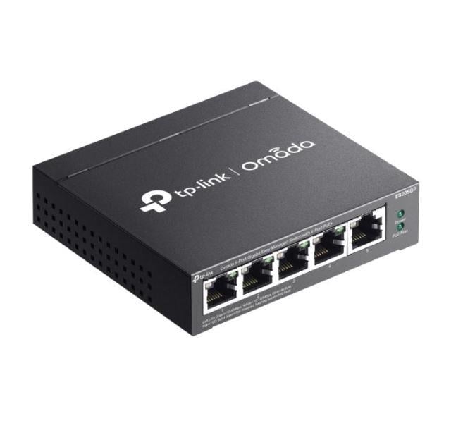 TP-LINK ES205GP 5 Port Gbit 4 Port Poe 65W Desktop Yönetilebilir Çelik Kasa Switch