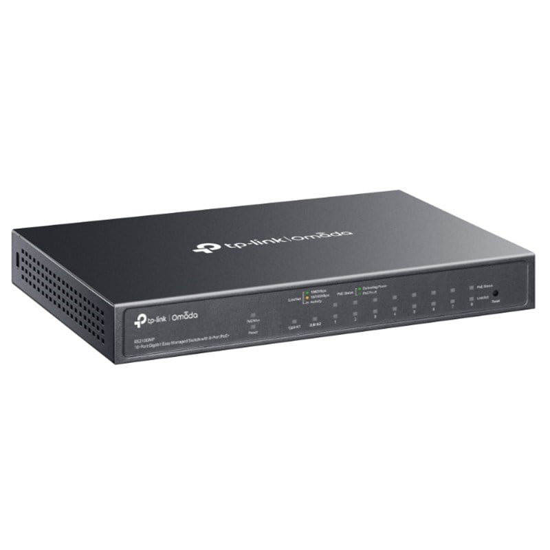 TP-LINK OMADA ES210GMP 10 PORT GIGABIT + 8-PORT POE+ YÖNETİLEBİLİR 123W POE METAL KASA SWITCH