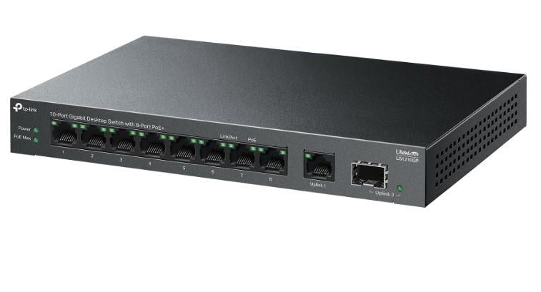 TP-LINK OMADA LS1210GP 10 Port Gbit 8 Port PoE+ 61W 1xGbit+1xSFP Uplink Desktop Yönetilemez Switch