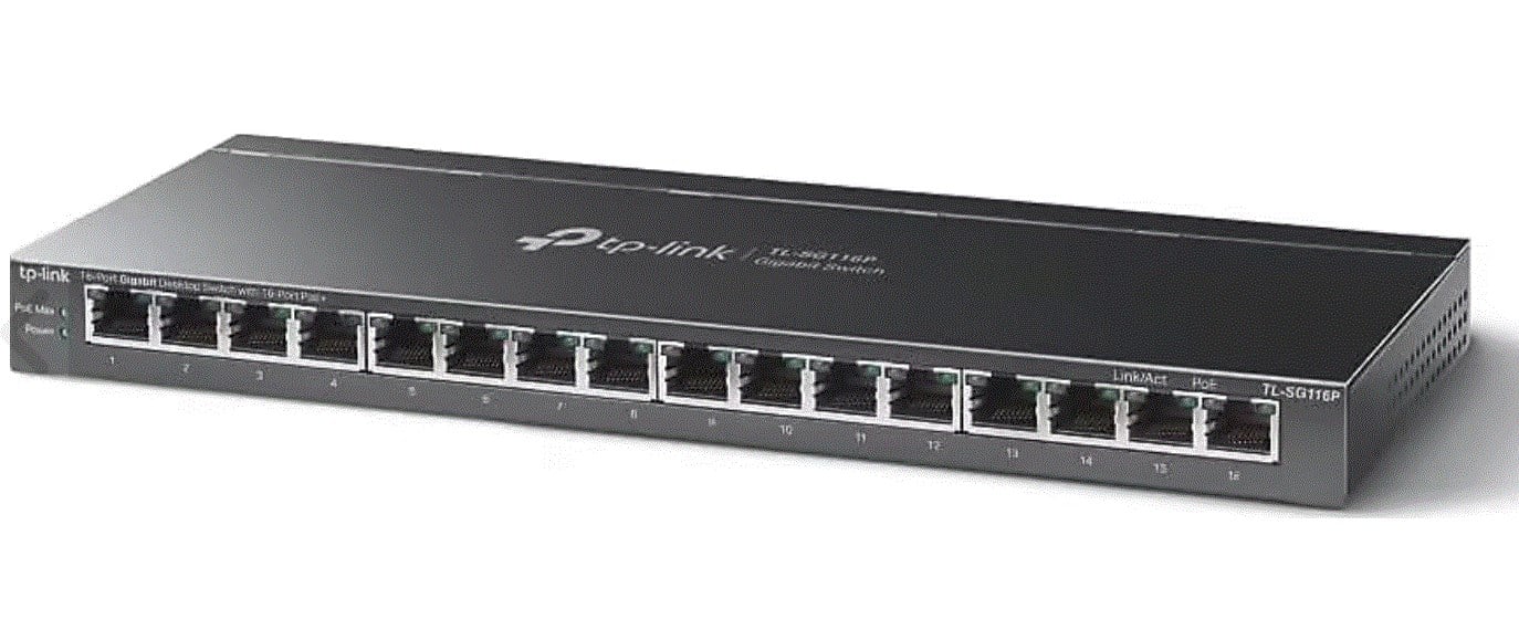 TP-LINK TL-SG116P 16 Port Gbit 16 Port PoE+ 120W Desktop Yönetilemez Çelik Kasa Switch