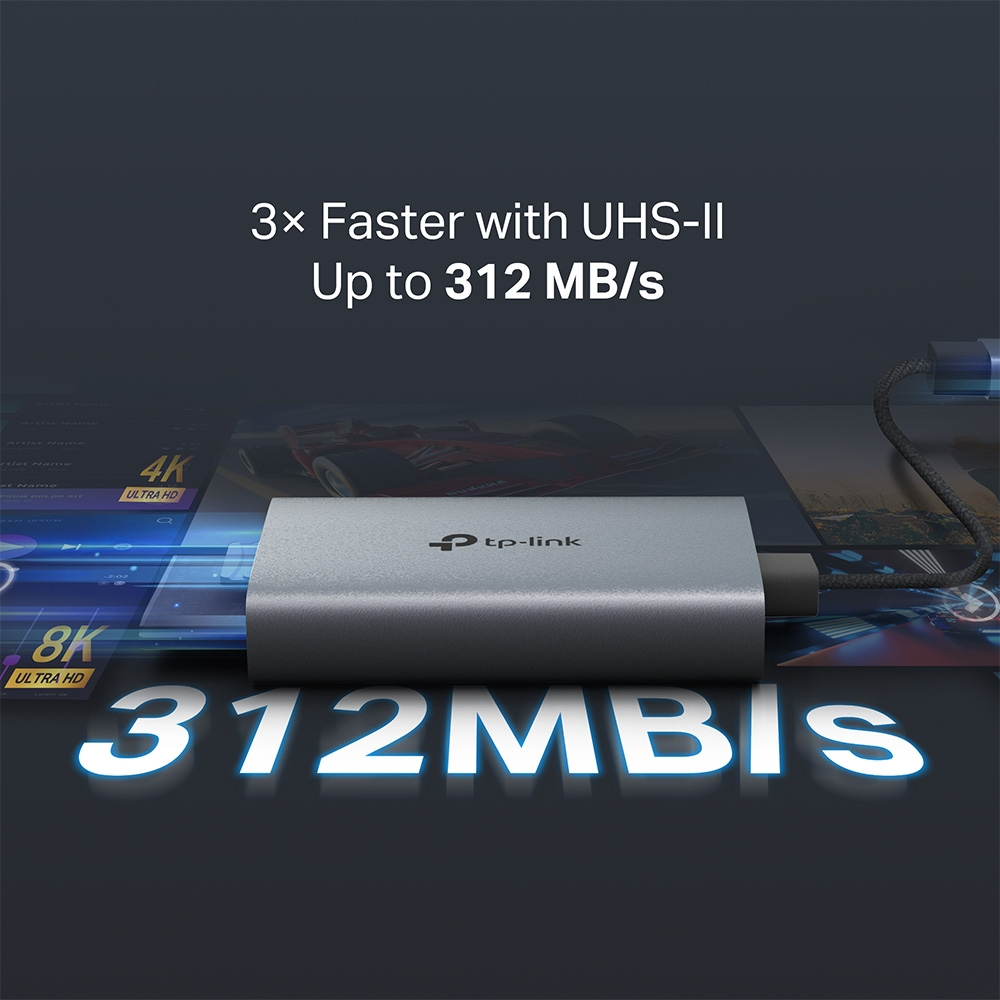 TP-LINK UA440C USB-C TO SD/MICROSD UHS-II 4.0 Kart Okuyucu Hub