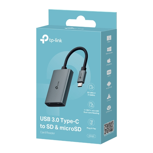 TP-LINK UA440C USB-C TO SD/MICROSD UHS-II 4.0 Kart Okuyucu Hub