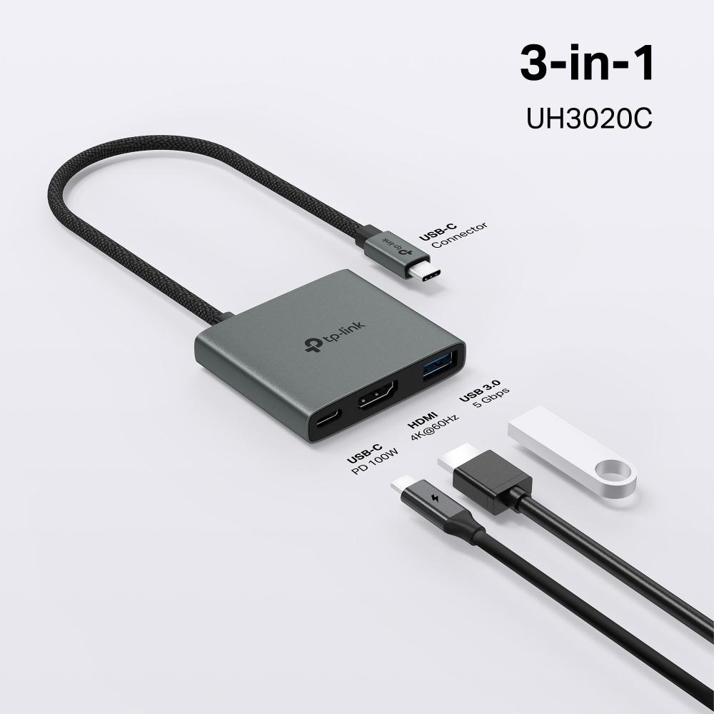 TP-LINK UH3020C USB Type C 3-Port Hub (HDMI+USB3.0+PD100W)