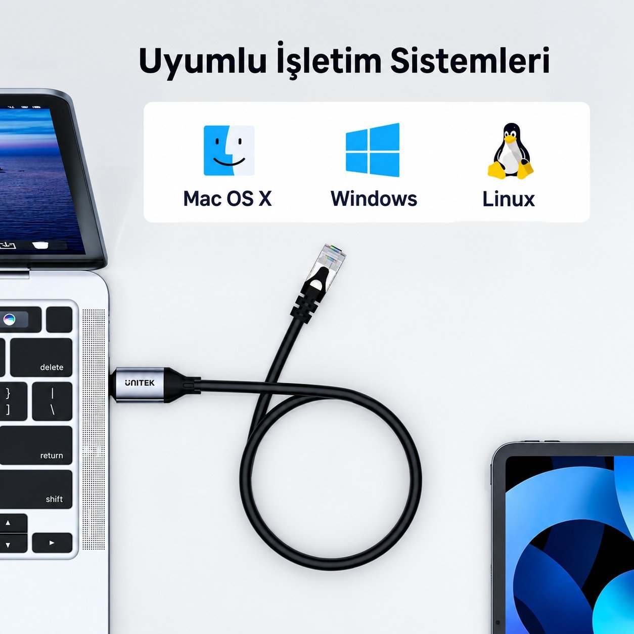 UNITEK USB-C TO ETHERNET KABLO 3M (C18148AGY01-3M)
