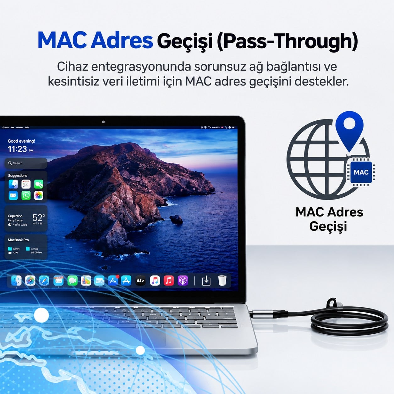 UNITEK USB-C TO ETHERNET KABLO 3M (C18148AGY01-3M)