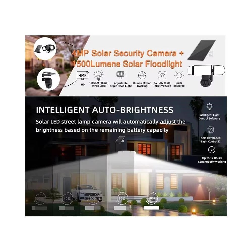 URANIUM ANP-PT4415BS4G-S 4MP 3.6MM LENS 4G/LTE 50 METRE FLOODLIGHT GECE GÖRÜŞÜ SİYAH RENK IP65 SOLAR KAMERA(UBOX)
