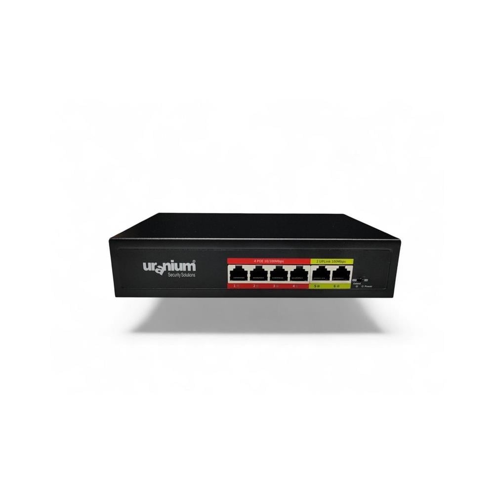 URANIUM POE-4002-48W 4 PORT 10/100 + 2 PORT 10/100 RJ45 UPLINK WATCH-DOG POE SWITCH(REALTEK CHIPSET)