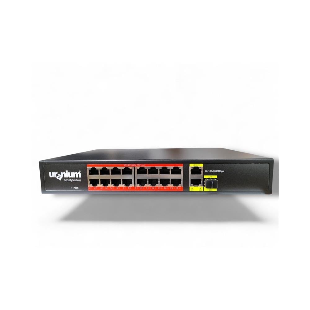 URANIUM POE-G1621SFP-300W 16 PORT GIGABIT+2XGB RJ45+1XSFP UPLINK POE RACKMOUNT SWITCH (REALTEK CHIPSET)