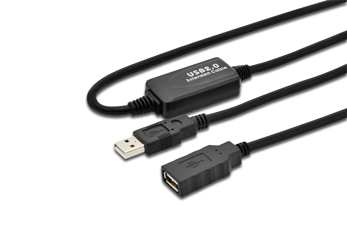 USB 2.0 Repeater / Uzatma kablosu, USB A erkek / A dişi, 10 metre 