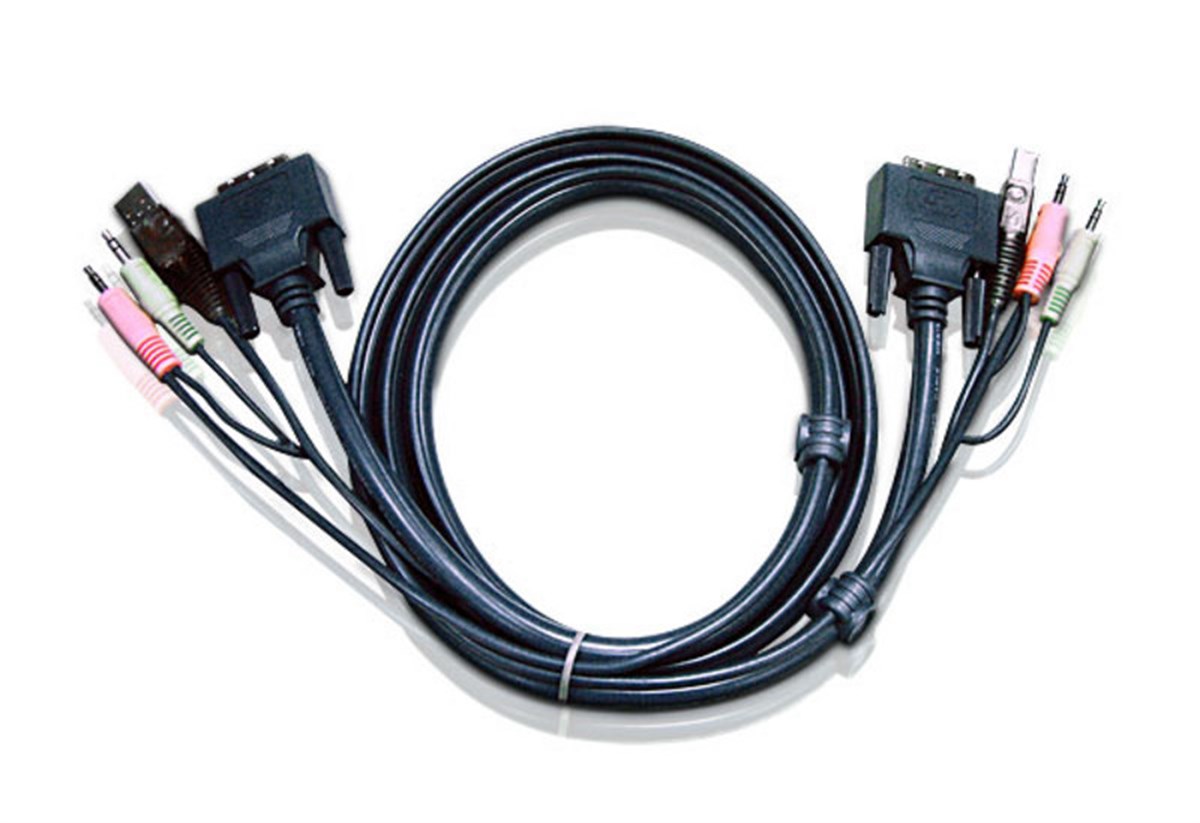 USB DVI-I Single Link KVM Kablosu, 1.8 Metre