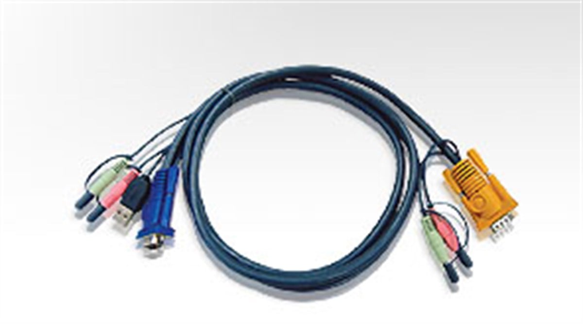 USB KVM (Keyboard/Video Monitor/Mouse) Switch İçin Kablo, 1.80 metre, 1 x SPHD-15 Erkek, 2 x Audio yuvası <-> 1 x Monitör 15 pin HDB erkek, 1 x Klavye / Mouse USB A erkek, 2 x Audio yuvası
