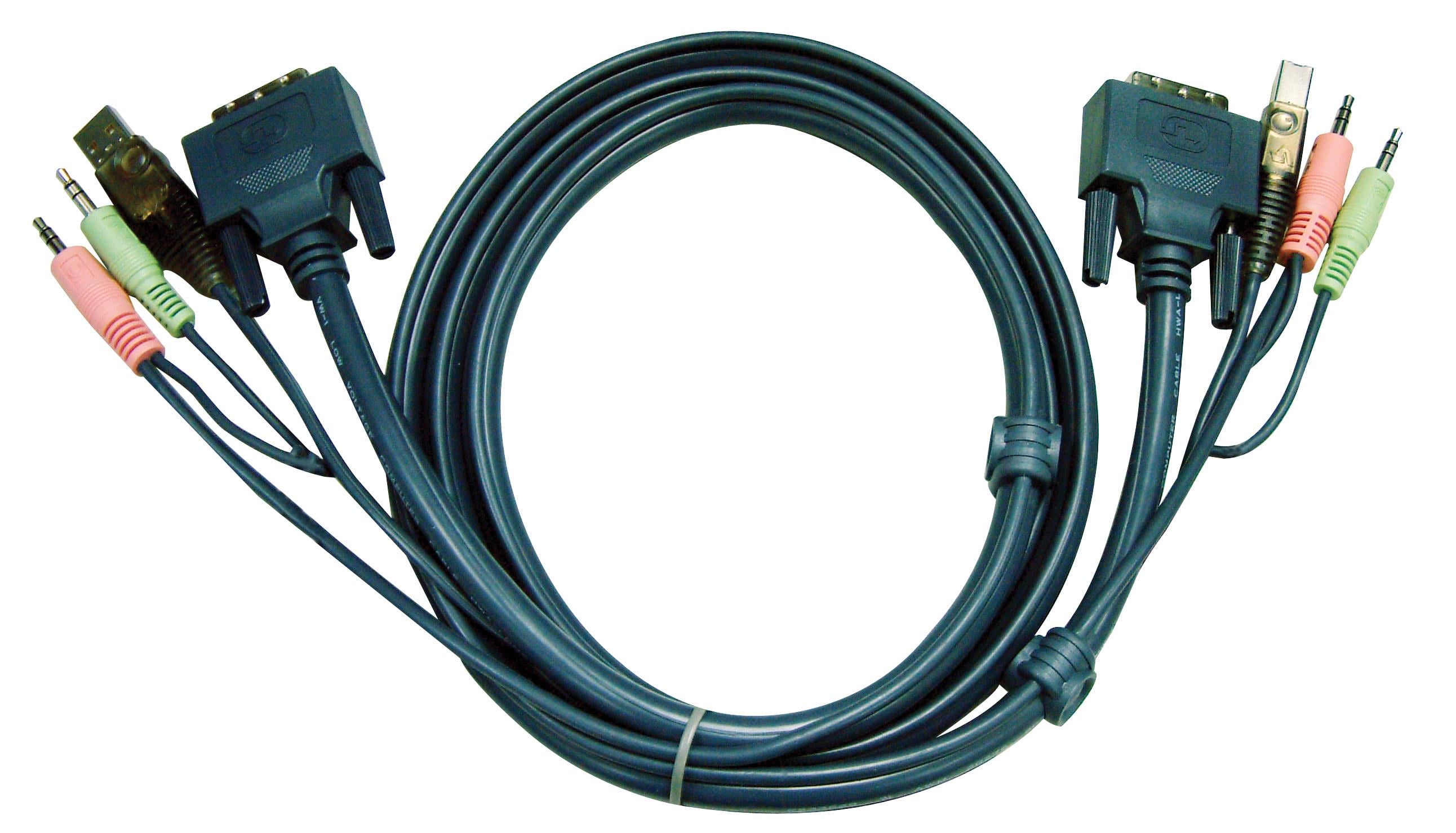 USB KVM (Keyboard/Video Monitor/Mouse) Switch İçin Kablo, 3 metre, 1 x 15 pin SPHD erkek <-> 1 x Monitör 15 pin HDB erkek, 1 x Klavye / Mouse USB A erkek