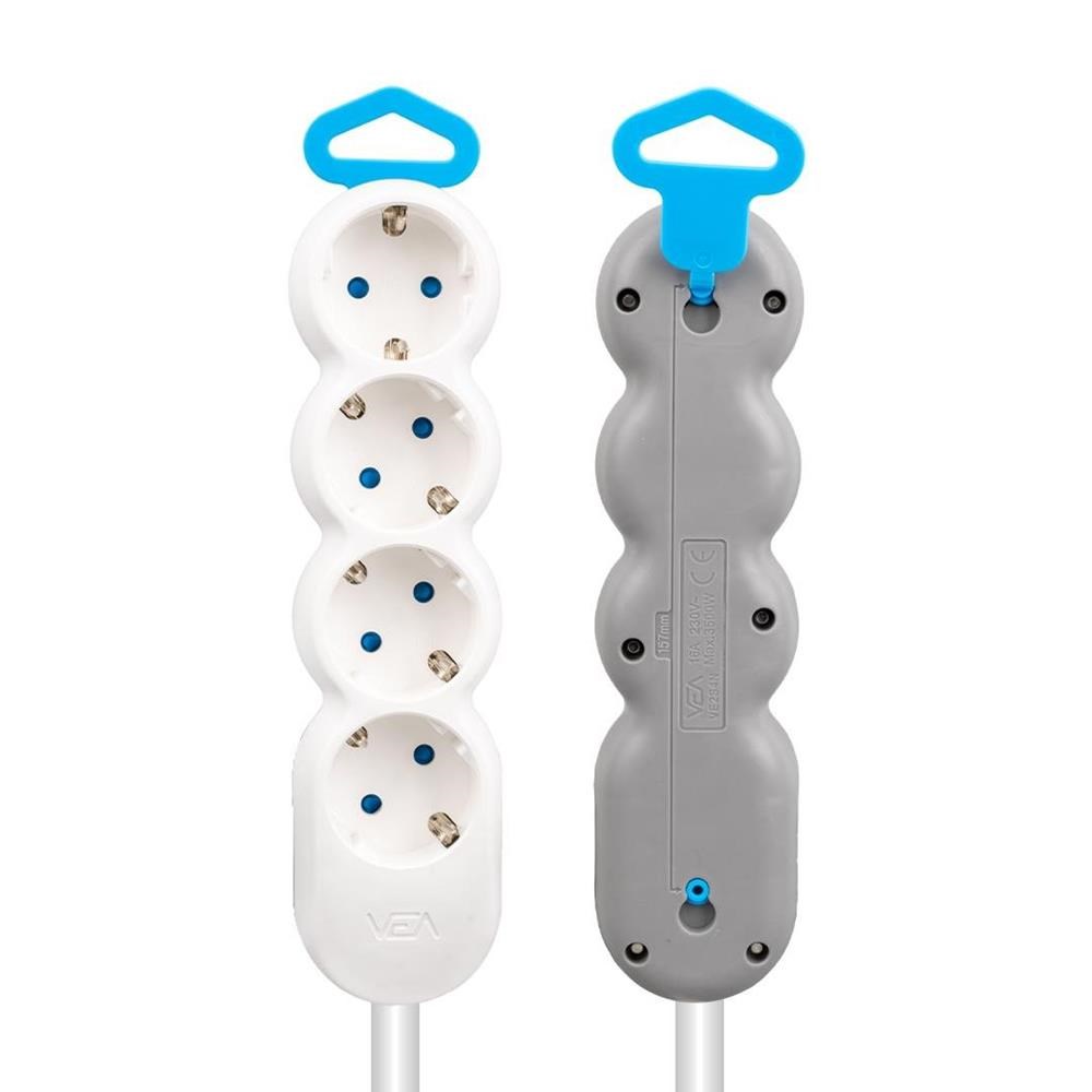 VEA VE-2S4N 4'LÜ 1.5 METRE KABLOLU GRUP PRİZ 22458