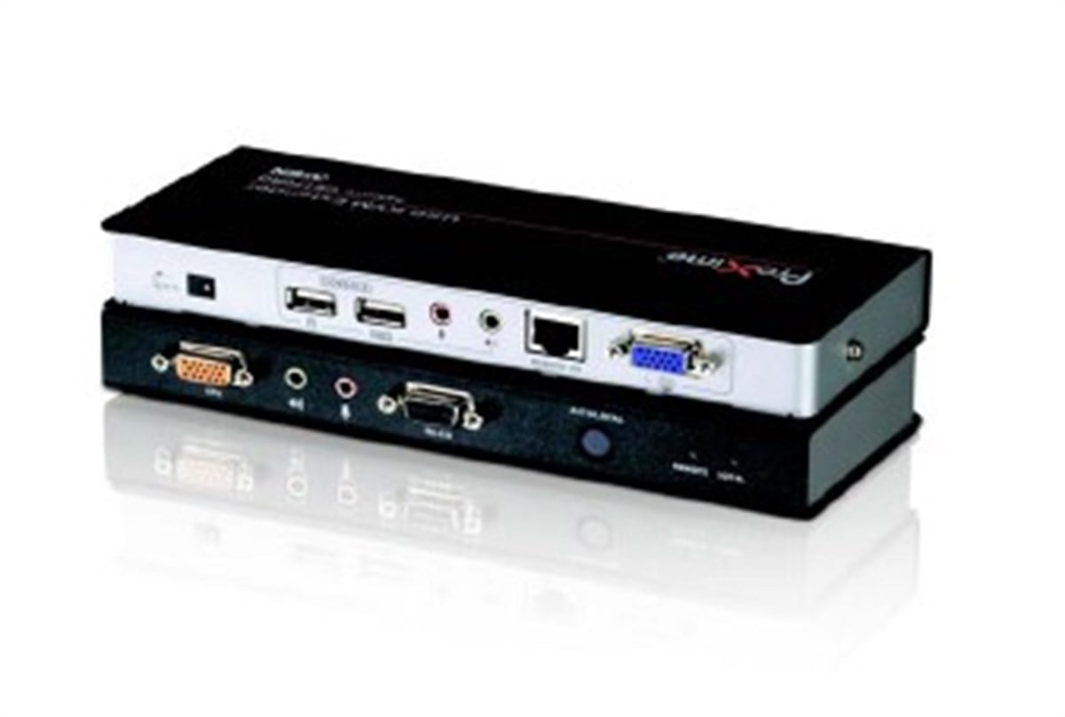 VGA KVM (Keyboard/Video Monitor/Mouse) Mesafe Uzatma Cihazı, Ses (hoparlör ve mikrofon) bağlantı desteği, 300 metre, USB Konsol, Deskew özelliği<br>
USB VGA/Audio Cat 5 KVM Extender with Deskew (1280 x 1024@300m)