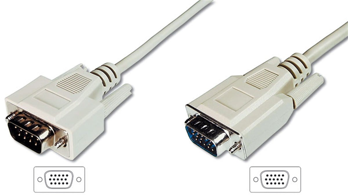 VGA Monitör Kablosu, HD15 Erkek - HD15 Erkek, 3 metre, AWG 28, 3CF/4C, bej renk