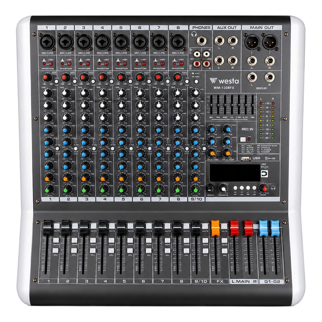 Westa WM-10PMX 2x500W 10 Kanal Power Mikser USB, Bluetooth 32DSP Dijital Profesyonel Ses Mikseri