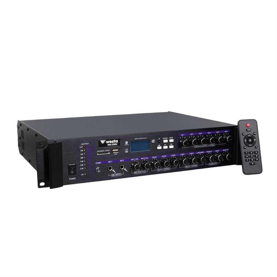 Westa WM-2250U 250 Watt 100 Volt USB-SD-Bluetooth 6 Bölgeli Trafolu Mixer Anfi