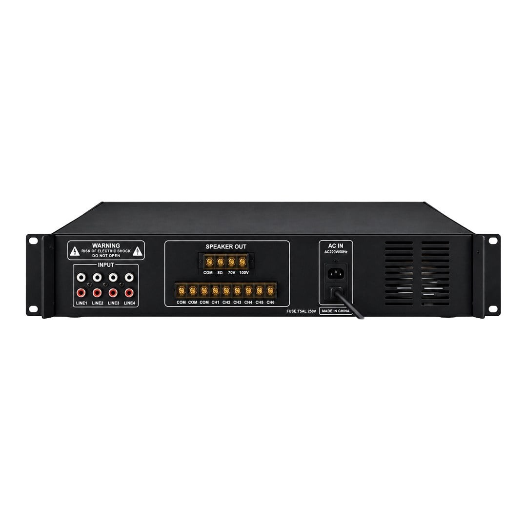 Westa WM-2500U 500 Watt 100V-70V-8 Ohm USB-SD-BT 6 Bölgeli Trafolu Mixer Amfi