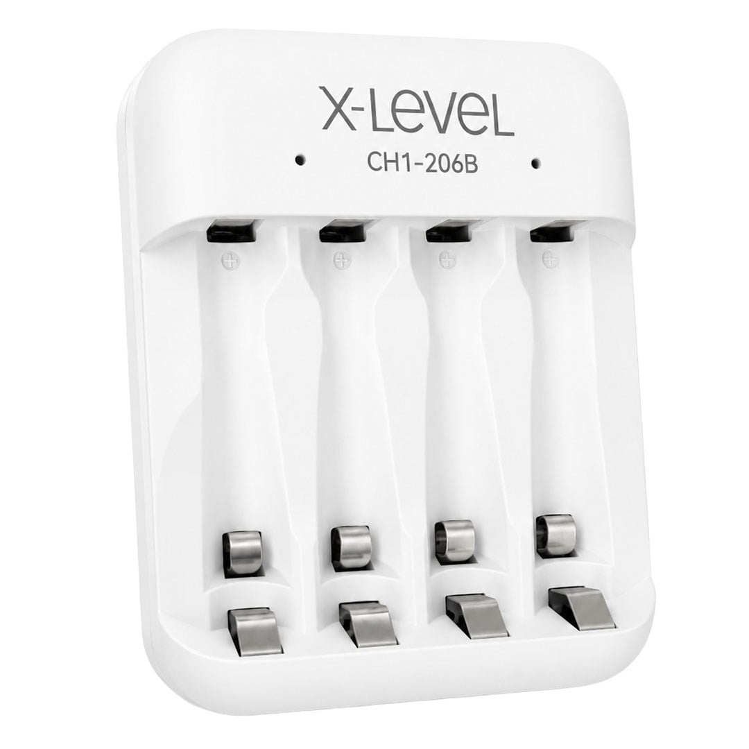 X-LEVEL CH1-206B 4 Yuvalı USB-C Girişli Akıllı AA/AAA Ni-MH Hızlı Pil Şarj Cihazı