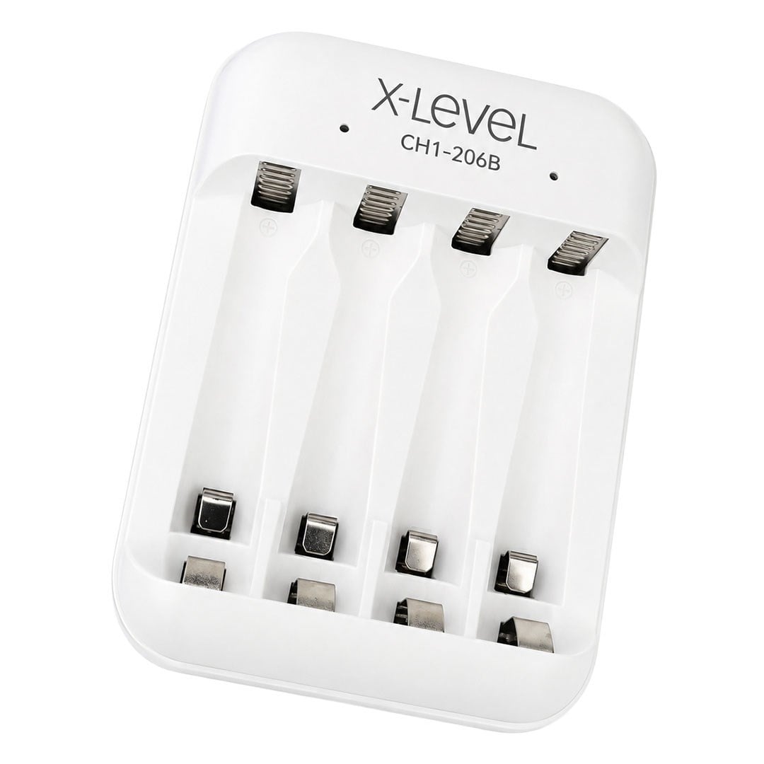 X-LEVEL CH1-206B 4 Yuvalı USB-C Girişli Akıllı AA/AAA Ni-MH Hızlı Pil Şarj Cihazı