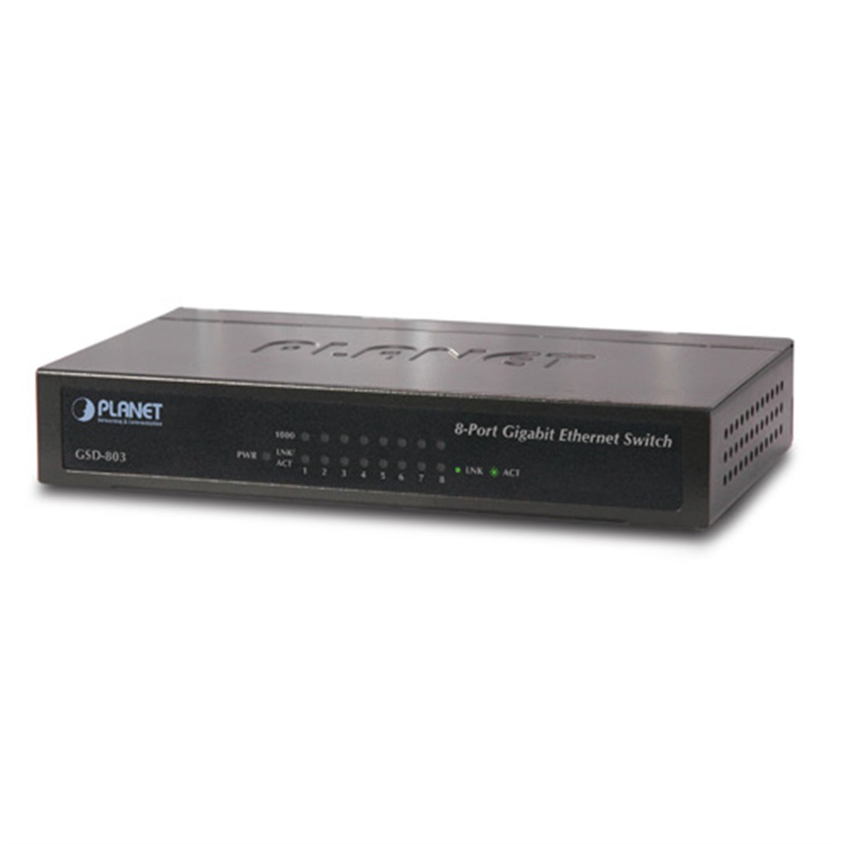Yönetilemeyen Switch (Unmanaged Switch)<br>
8-Port 10/100/1000Base-T<br>
Harici güç adaptörü 