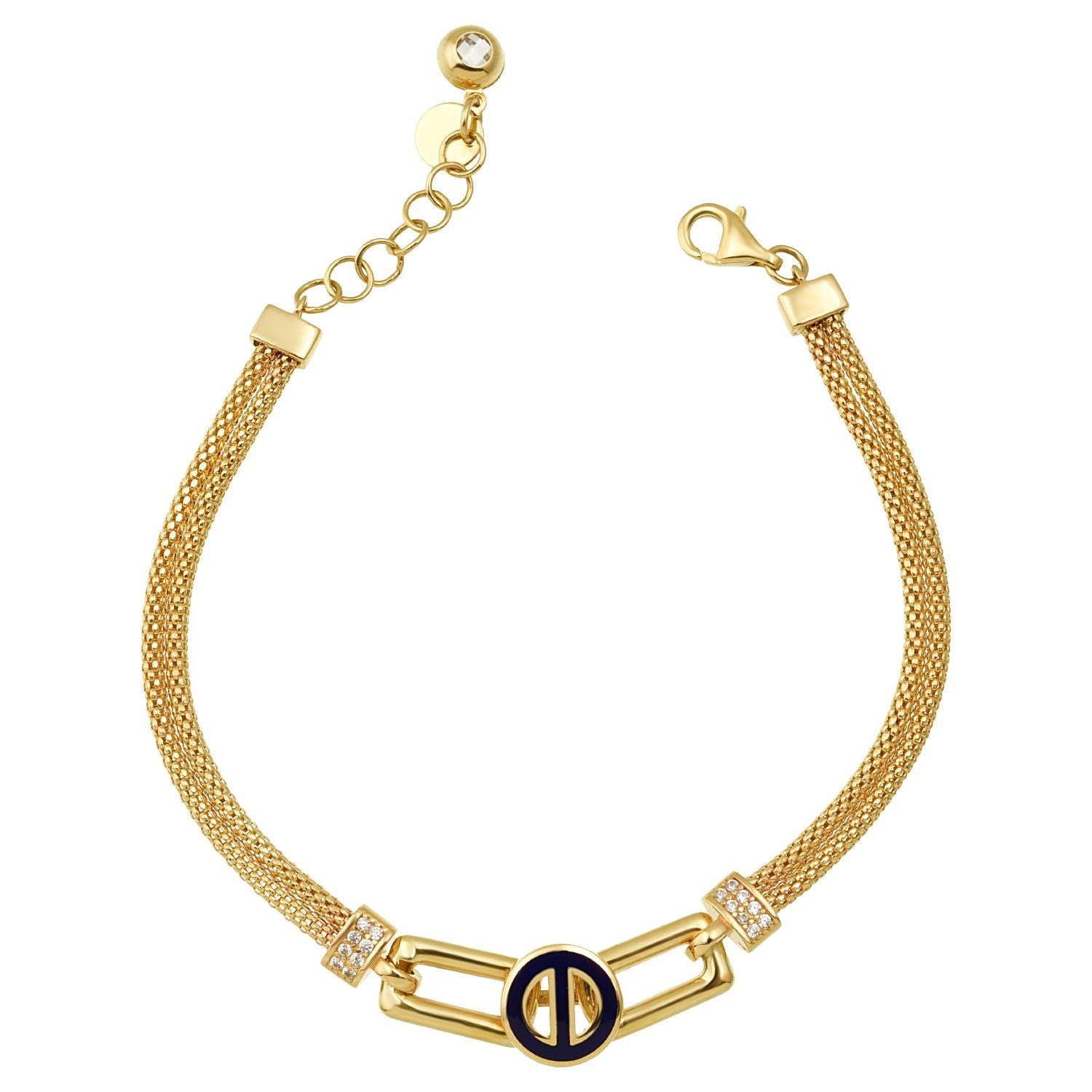 14 Ayar Altın Çift Zincirli Mineli Bileklik