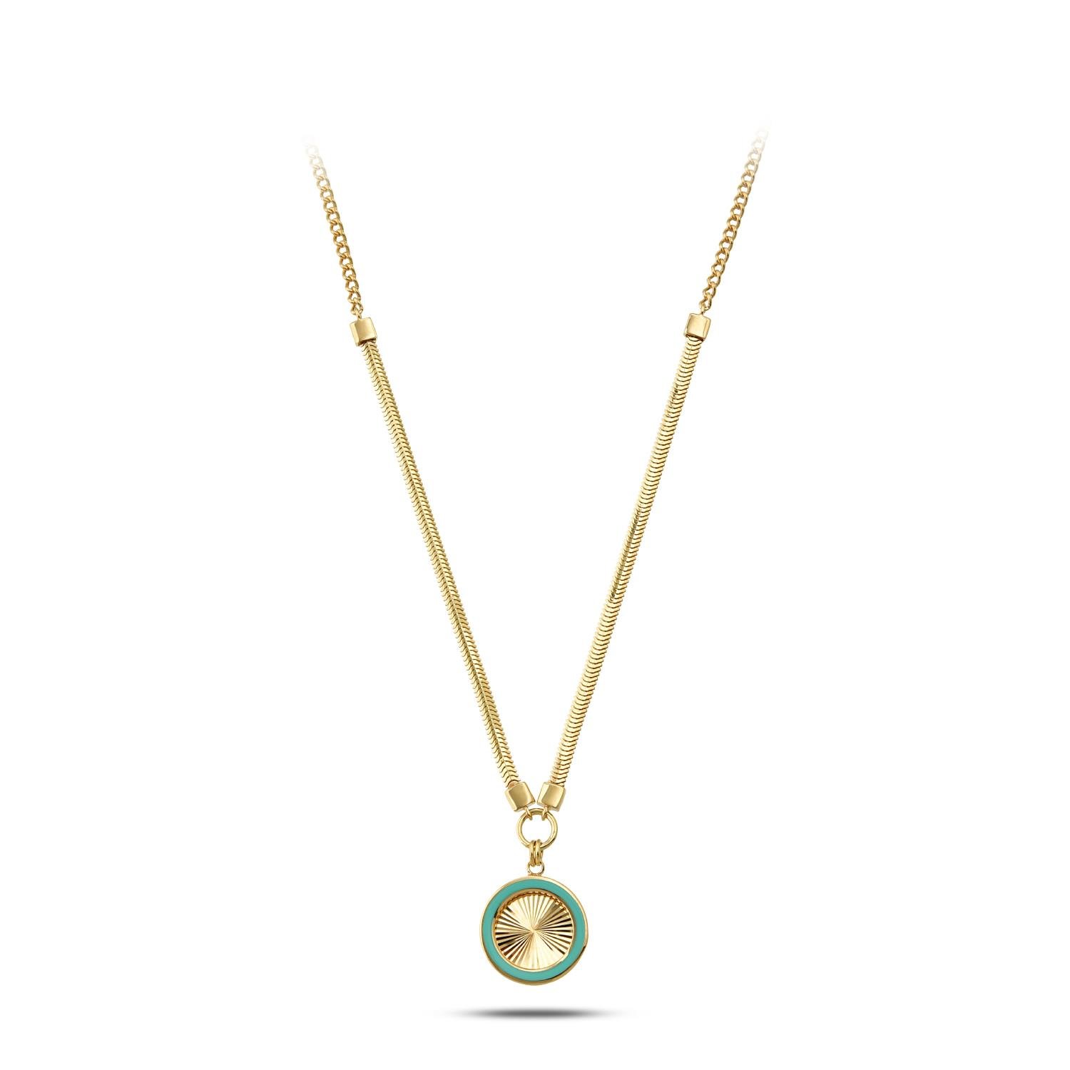 14 Ayar Altın Mineli Kalem İşçilikli Kolye