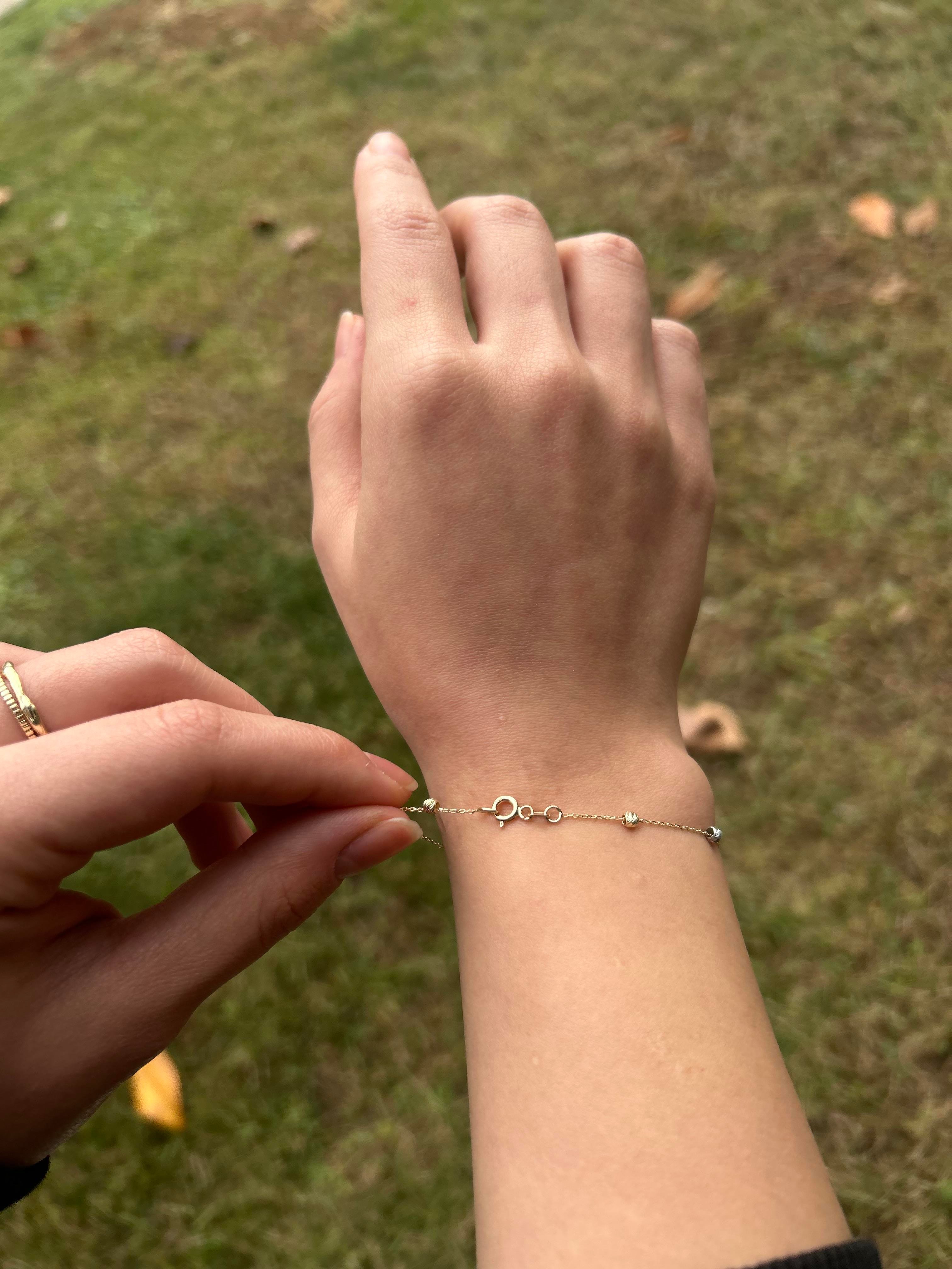 3 Renk Sarı-beyaz-rose Toplu 14 Ayar Altın Dorika Kadın Bileklik