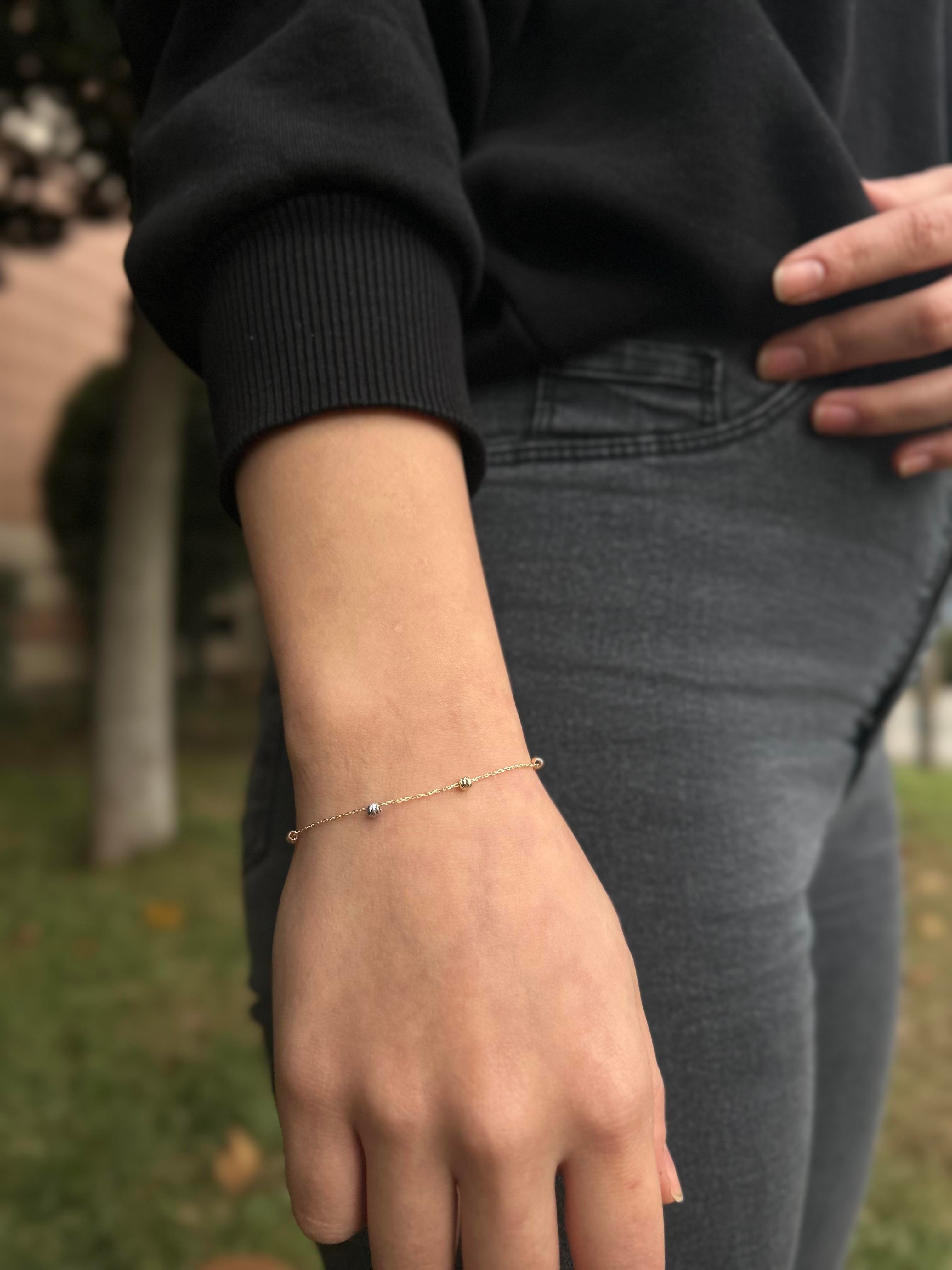 3 Renk Sarı-beyaz-rose Toplu 14 Ayar Altın Dorika Kadın Bileklik