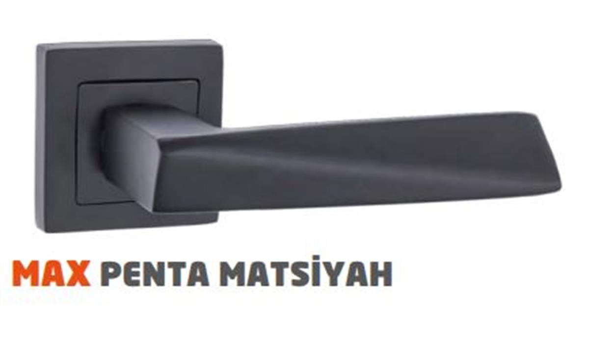 Max Penta Mat Siyah Kare Rozet Kapı Kolu