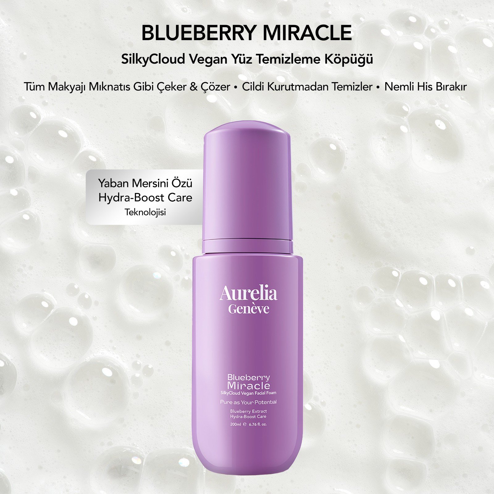 Aurelia Geneve Blueberry Miracle Silkycloud Vegan Facial Foam 200ml