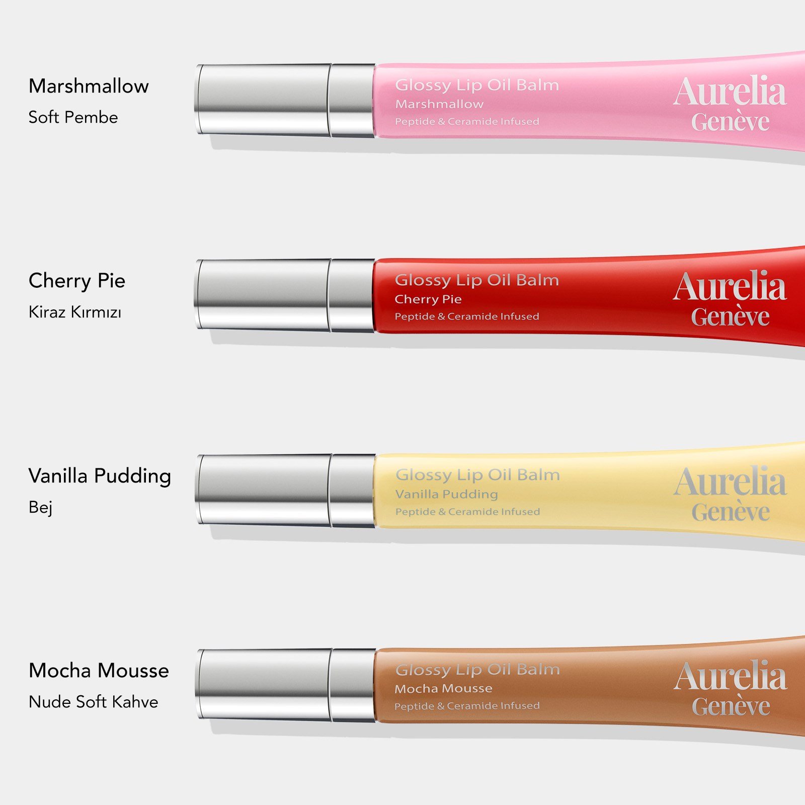 Aurelia Geneve Glossy Lip Oil Balm Peptide & Ceramid Infused - Cherry Pie