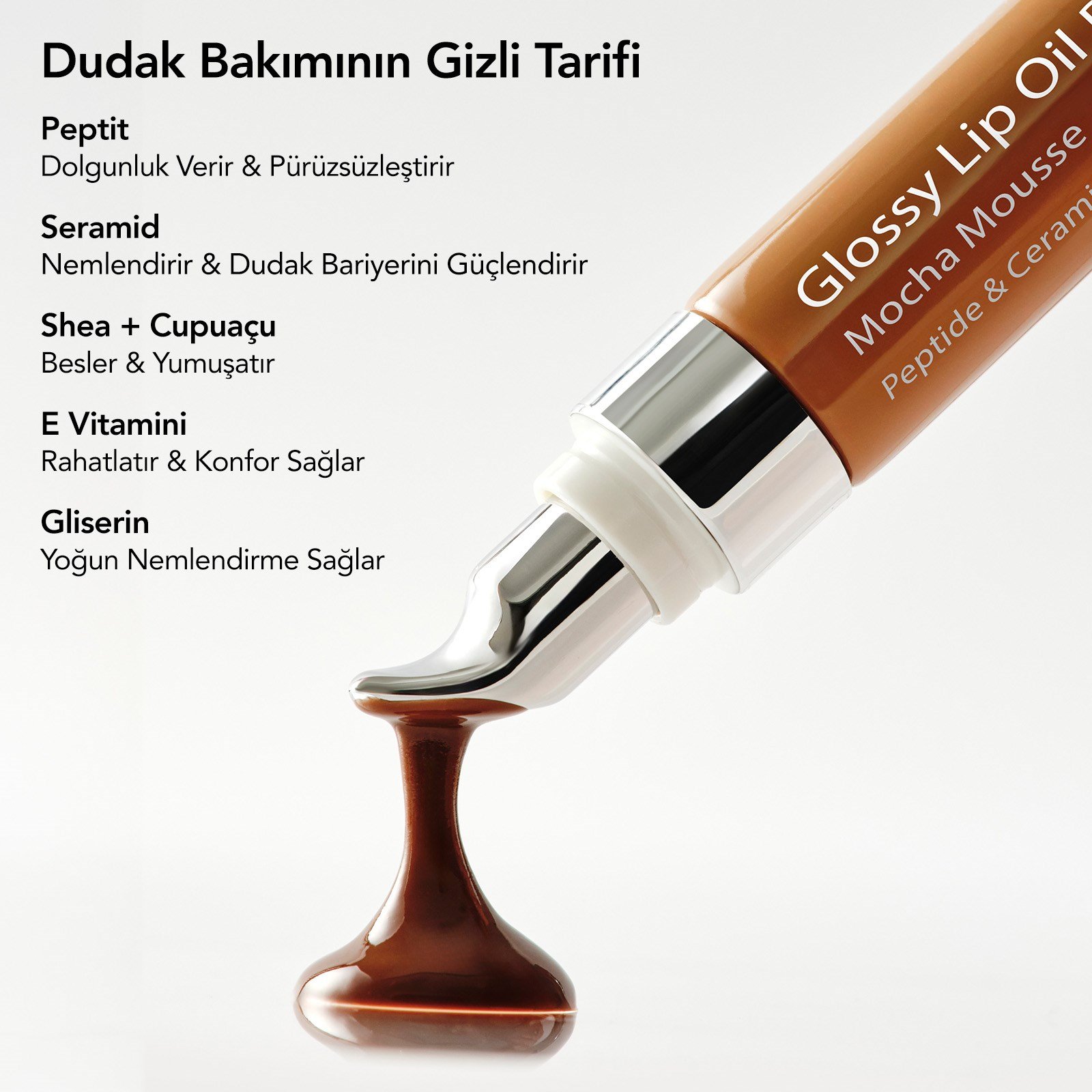 Aurelia Geneve Glossy Lip Oil Balm Peptide & Ceramid Infused - Mocha Mousse