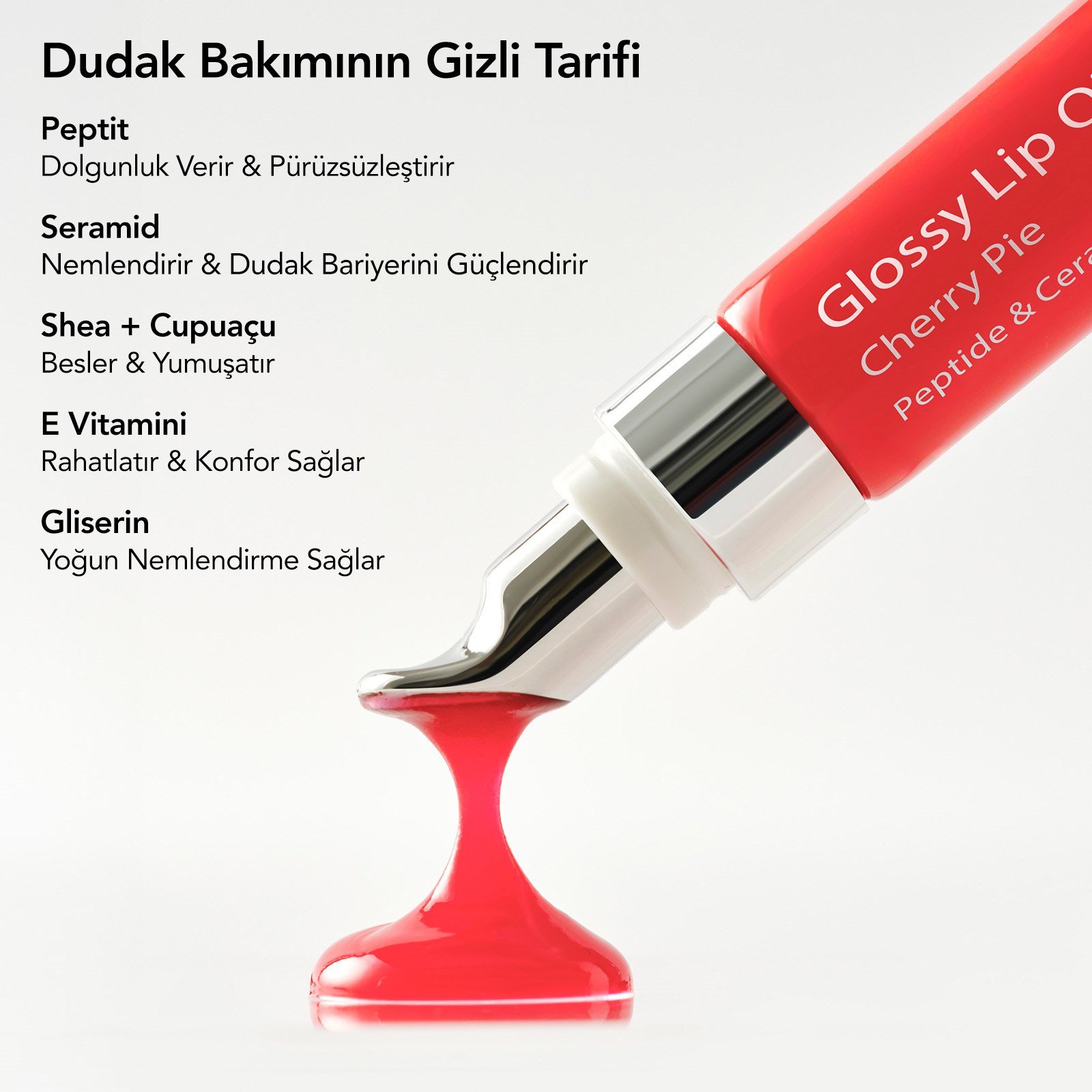 Aurelia Geneve Glossy Lip Oil Balm Peptide & Ceramid Infused - Cherry Pie