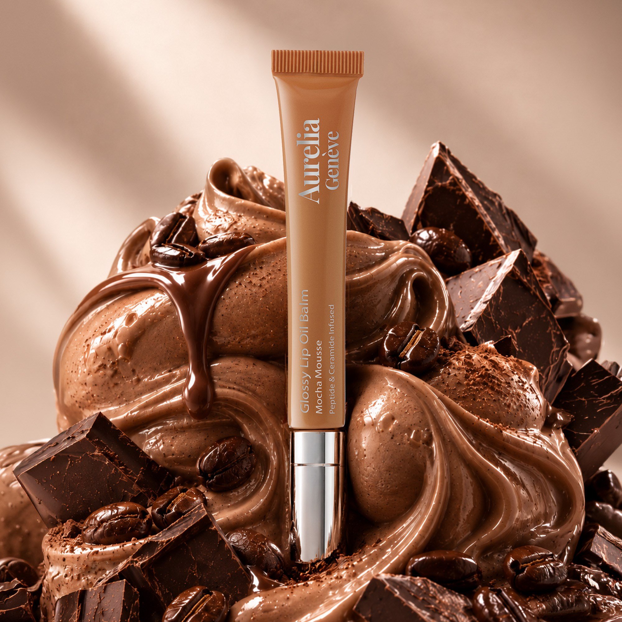 Aurelia Geneve Glossy Lip Oil Balm Peptide & Ceramid Infused - Mocha Mousse
